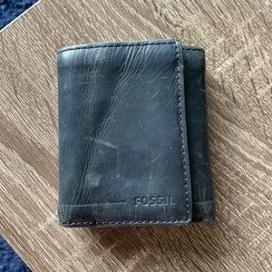 Black Leather Unisex Fossil Wallet